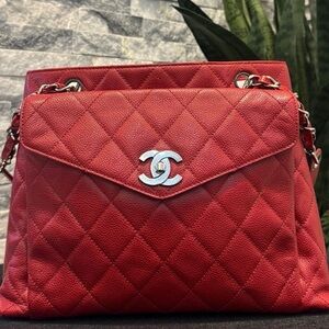 Chanel Red Quilted Shoulder Bag